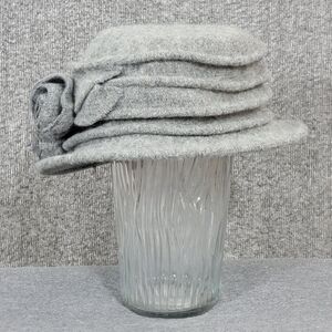 Lawliet Hat Womens Gray 100% Wool Bonnet Bucket 1920s Style Collapsible Cloche